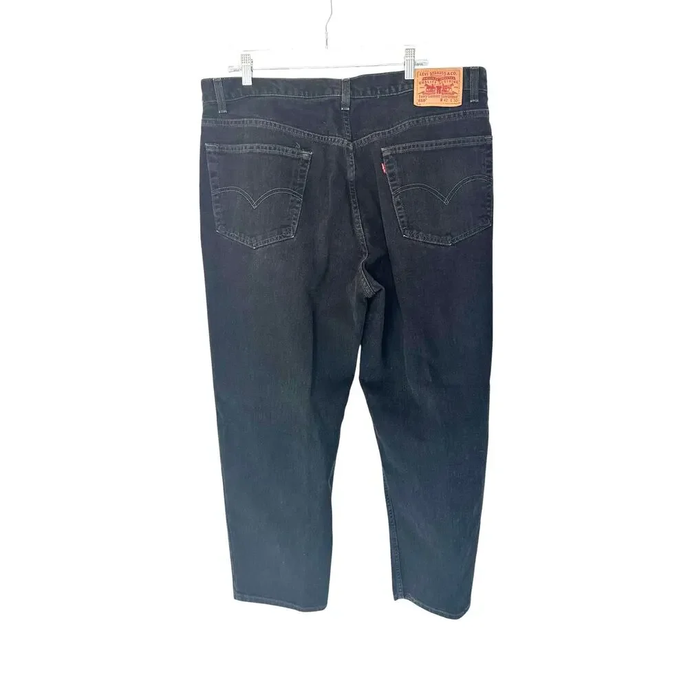 Levi's Jeans Men's Black 550 Relaxed Fit Straight Leg Cotton Rugged Size 42 x 30